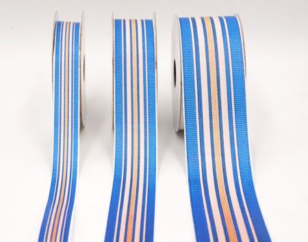 Синя, біла та жовта смугаста плетена стрічка_AI